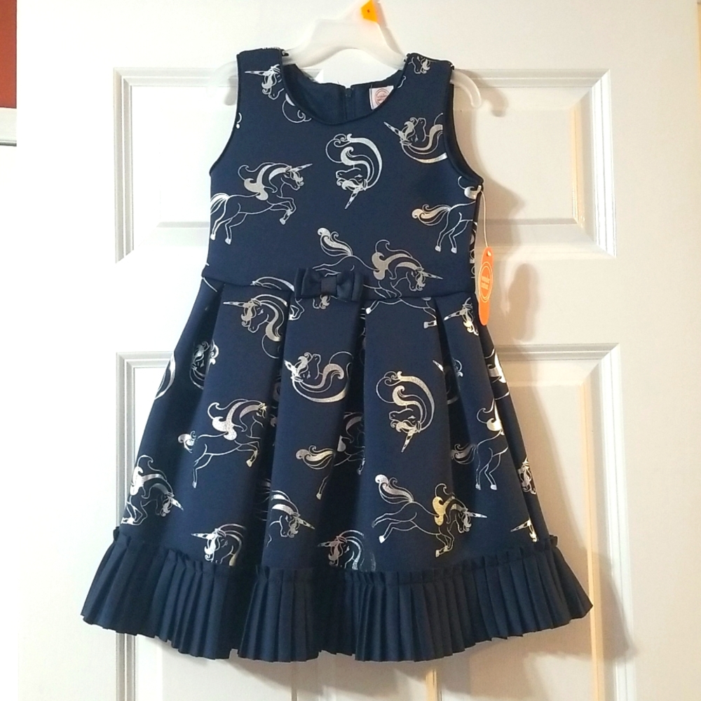 NWT blue unicorn dress girls size 6 brand new